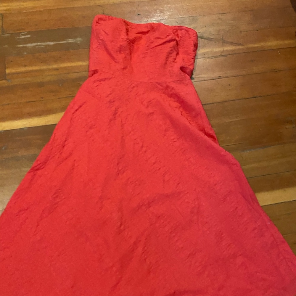 Coral strapless dress